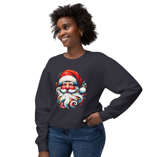 Cool Santa Face - Unisex Lightweight Crewneck Sweatshirt - All Colours - Image 3