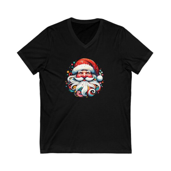 Cool Santa Face - Unisex Jersey Short Sleeve V-Neck Tee - Image 3