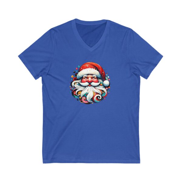 Cool Santa Face - Unisex Jersey Short Sleeve V-Neck Tee - Image 5