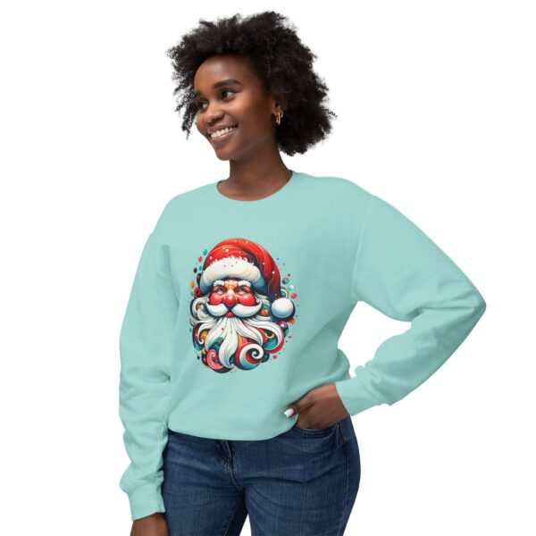 Cool Santa Face - Unisex Lightweight Crewneck Sweatshirt - All Colours - Image 15