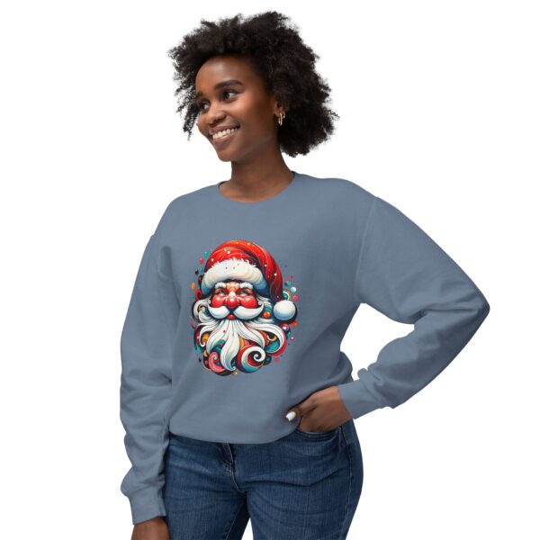 Cool Santa Face - Unisex Lightweight Crewneck Sweatshirt - All Colours - Image 23