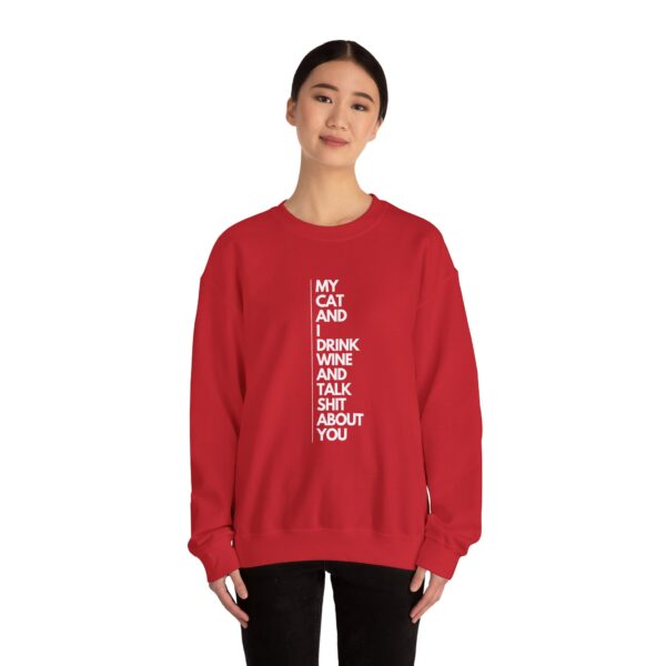 My cat and I drink wine and talk shit about you - Unisex Heavy Blend™ Crewneck Sweatshirt - Dark Colours - Image 24