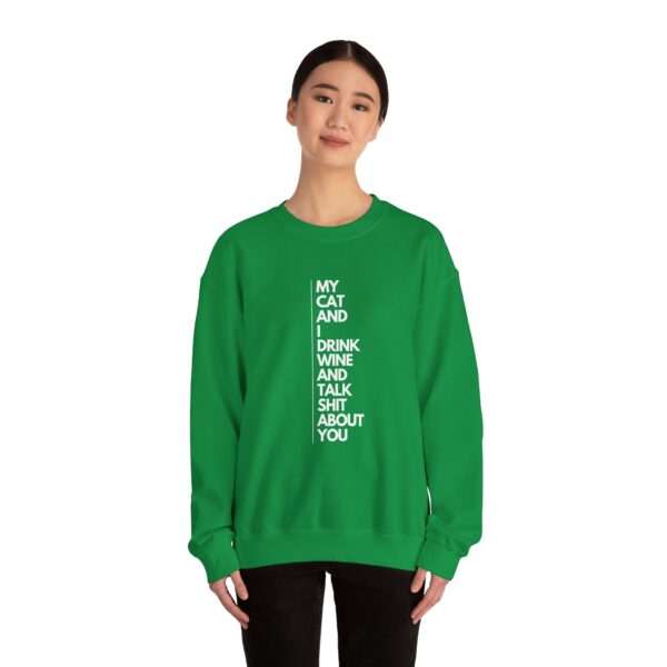 My cat and I drink wine and talk shit about you - Unisex Heavy Blend™ Crewneck Sweatshirt - Dark Colours - Image 12